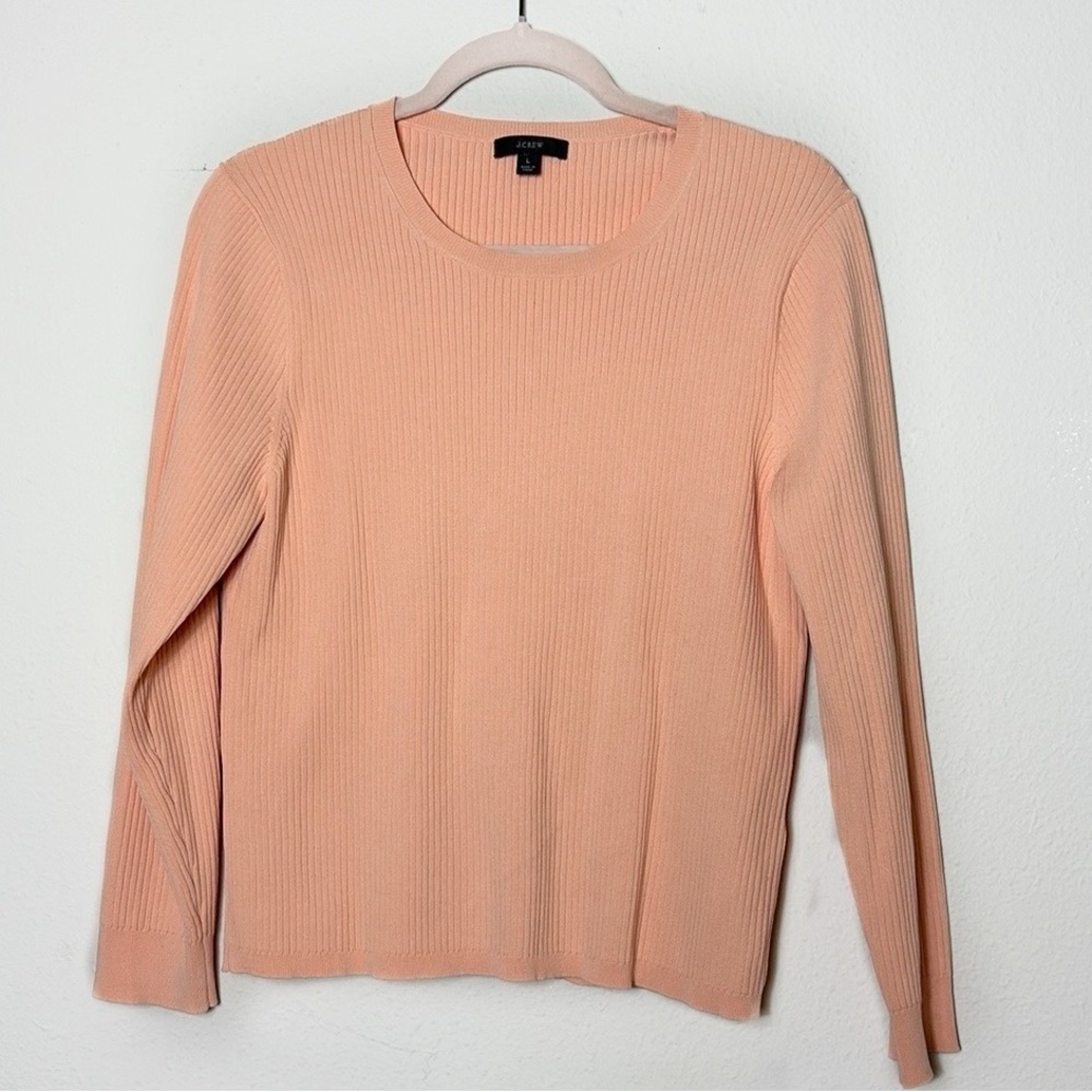 J. Crew Supersculpt ribbed stretch crewneck sweater T-Top Shirt in coral size L - Picture 7 of 11